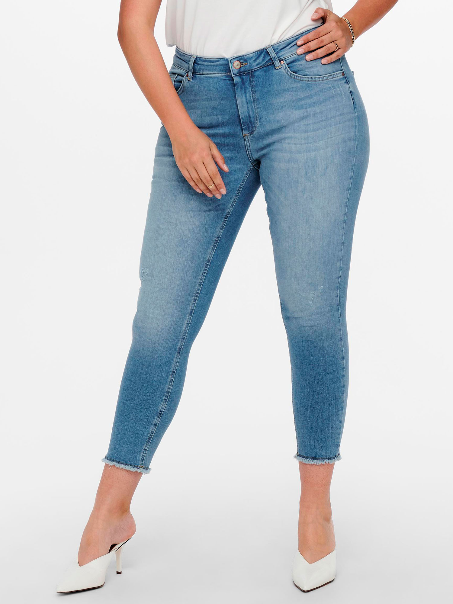ANNA - Ljusblå stretchiga jeans med hög midja