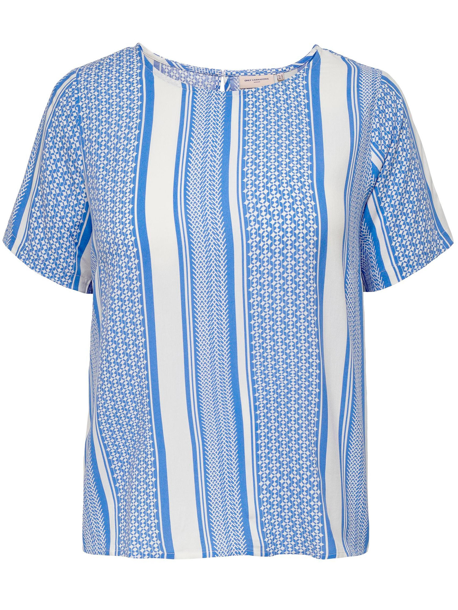 Carmarrakesh - Hvid viskose kjole med smart blåt mønster