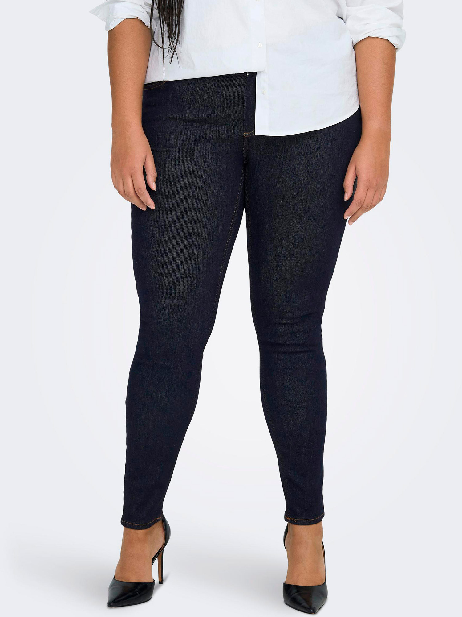 Car ANNA - Mørkeblå super stretch jeans med 3 knapper og smale ben