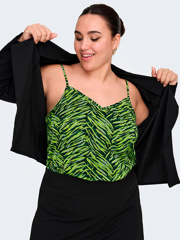 TRINA - Kjole med grønnt print i to lag