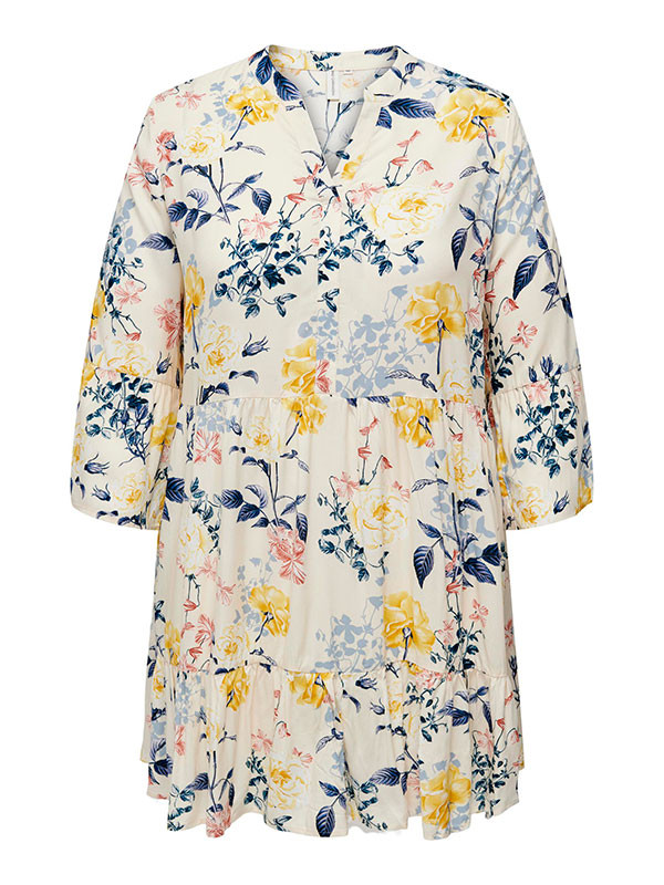 FYRLA - Sort bomulds kjole med lyst blomster print