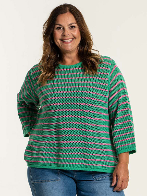 CAROLINA - Svart strikket genser med hvite striper