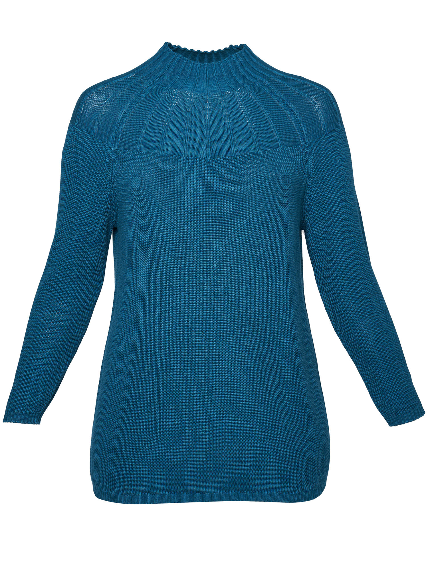 MARTY - Smuk blå viskose kjole med smock elastik og flæsekant