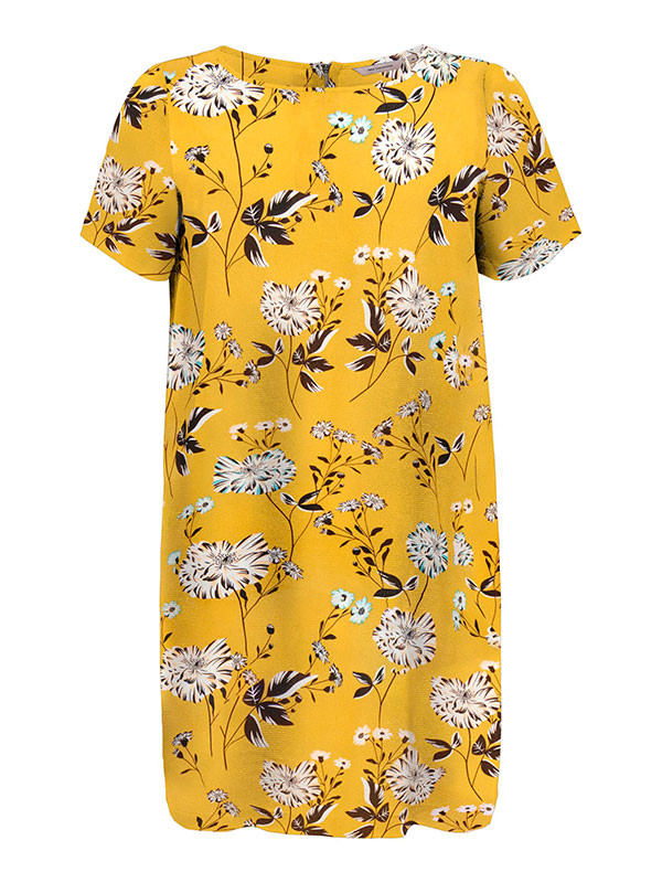 LUXMIE - Svart skjortekjole med lyse blomster