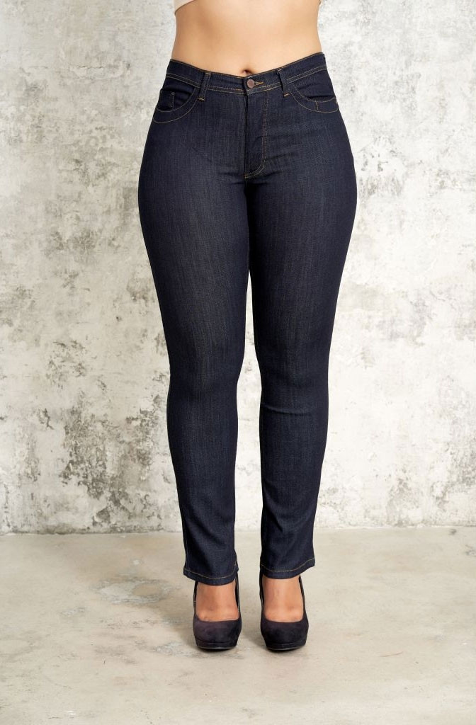 Ashley - Mørkblå denim jeans med kort benlengde