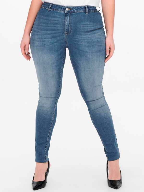 CarHuba blå jeans i super stretch med smalle ben fra Only Carmakoma