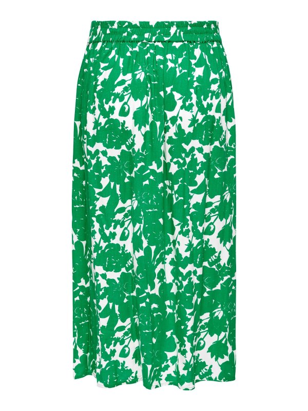 Car GRETHA - Lang viskose nederdel med det smukkeste grønne print fra Only Carmakoma