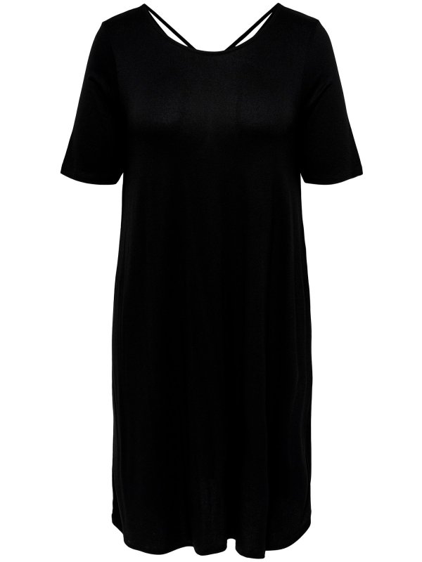 Carnewbandana - Flot sort kjole i viskose med kryds på ryggen fra Only Carmakoma