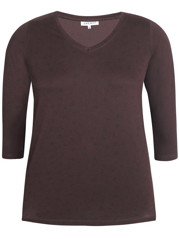 ALBERTA - Flot brun T-shirt med print i økologisk bomuld fra Zhenzi