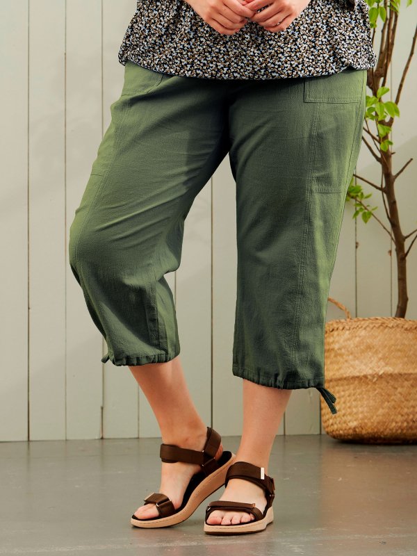 Amin - Grønne bukser i bomuld med brede ben og gode lommer fra Zhenzi