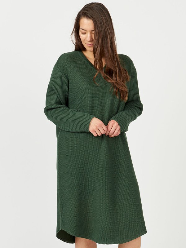 Glendale - Skøn mørkegrøn strik kjole fra Aprico