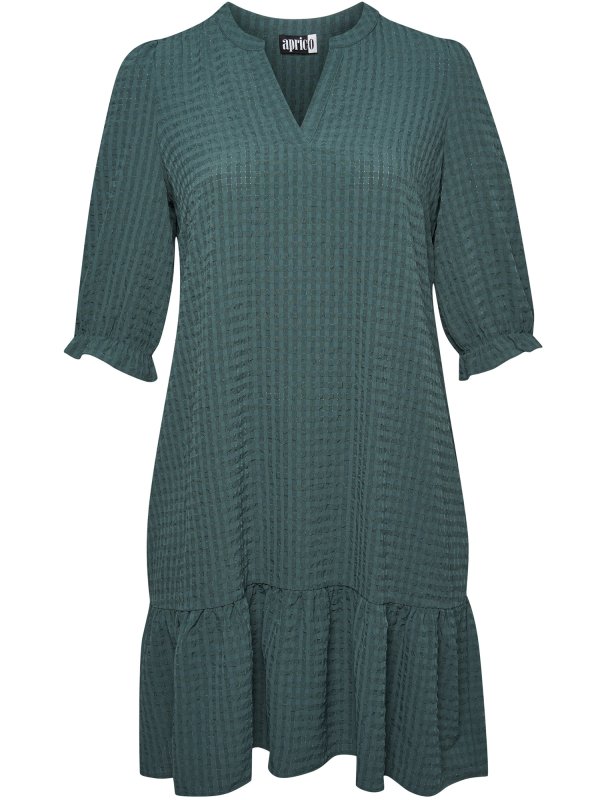 Abbeville - Skøn ternet kjole i flot støvet grøn fra Aprico