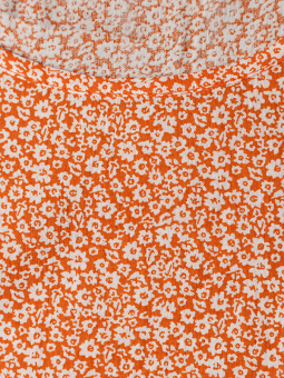 Kaffe Curve ISMA - Orange viskose bluse med elastikkant