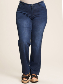 Studio Ashley - Mørkeblå jeans med lige ben, lige pasform og lang benlængde