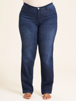 Studio Carmen - Mørkeblå jeans med rund pasform, lige ben og kort benlængde