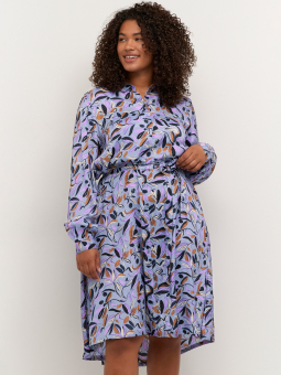 VELLA - Blågrå viskose kjole med mønster
