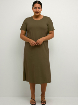 Kaffe Curve CALINE - Lang armygrøn jerseykjole