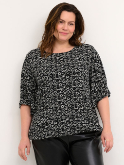 Kaffe Curve RIONA - Sort bluse med hvidt print