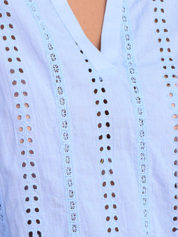 Kaffe Curve KIMMA - Lyseblå bomulds bluse i broderie anglaise