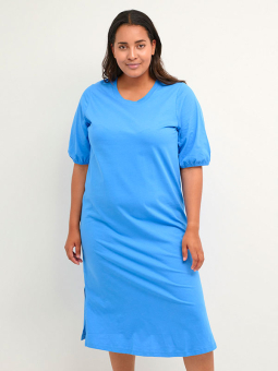 SILJA - Sød blå kjole med stribeeffekt
