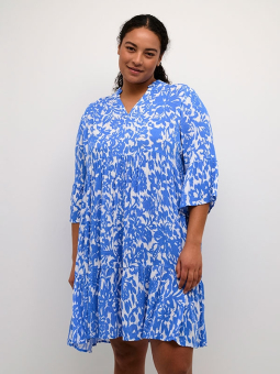 ELLA AMI - Hvid viskose bluse med blåt mønster