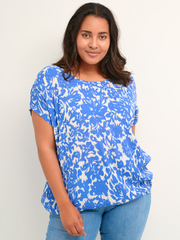 SONNA - Orange viskose bluse med blomster print