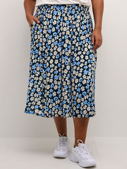 TIRI AMI - Sort viskose nederdel med lilla blomster