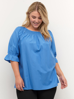 Kaffe Curve KIMMA - Blå bluse med smock foroven