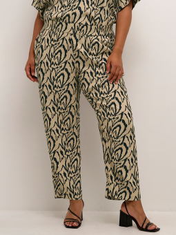 Kaffe Curve CECILIE - 7/8 bukser i sort og beige print