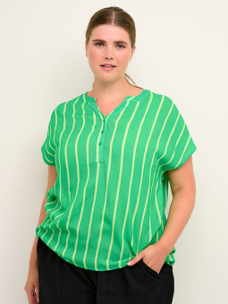 DANNI - Grøn bluse med elastikkant