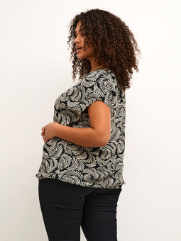 Kaffe Curve MIRTA - Sort viskose bluse med elastikkant