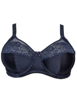 Plaisir Grace - Flot mørkeblå Full Cup bh med bøjle og smuk blonde