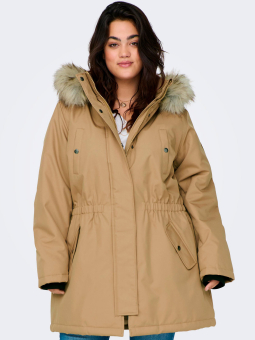 IRENA - Vinter jakke i sennepsgul med hætte og aftagelig pels