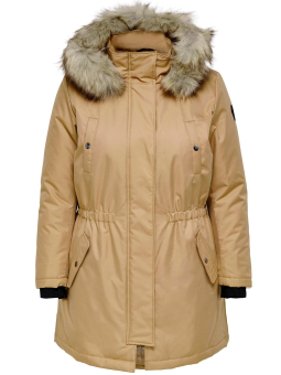 Only Carmakoma IRENA - Sandfarvet vinter jakke med hætte og aftagelig pels