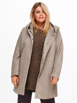 IRENA - Sandfarvet vinter jakke med hætte og aftagelig pels