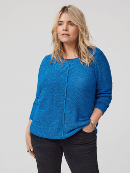 Only Carmakoma FOXY - Blå strik bluse med lange ærmer