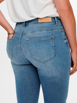 Only Carmakoma WILLY - Lyseblå 7/8 stretch jeans med frynser