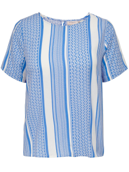 MARRAKESH - Hvid viskose bluse med blåt mønster