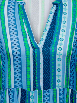 Only Carmakoma MARRAKESH  - Lang viskose kjole i blåt og grønt mønster