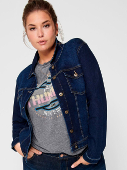 Only Carmakoma Mørkeblå denimjakke med stretch