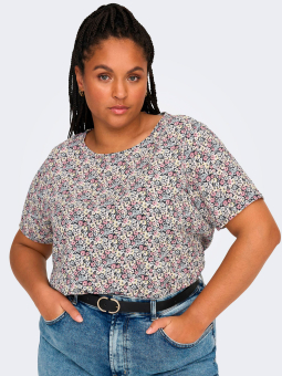 VICA - Sort bluse med flot blomster print