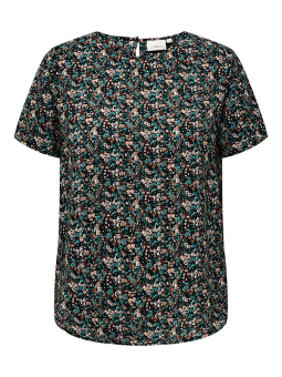 FYRLA - Sort jersey bluse med lyst print