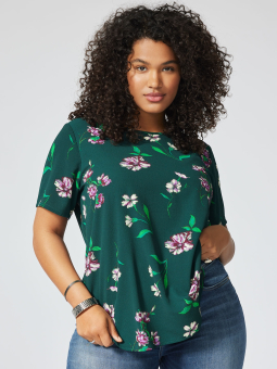 Only Carmakoma VICA - Grøn bluse med lilla blomster