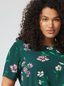 Only Carmakoma VICA - Grøn bluse med lilla blomster