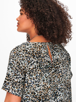 Only Carmakoma VICA - Marineblå bluse med leo camouflage print