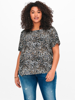Only Carmakoma VICA - Marineblå bluse med leo camouflage print