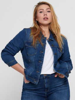 Only Carmakoma Car WESPA  - Blå denimjakke med stretch 
