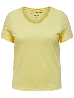 FLAKE - Gul jersey bluse med blonde