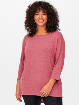 Only Carmakoma LAMOUR - Rosa bluse med 3/4 ærmer
