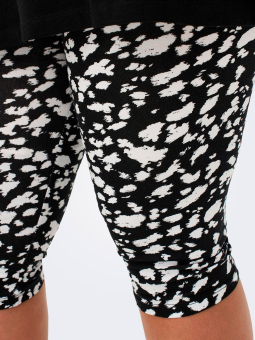 Only Carmakoma Cartime - Sort 3/4 leggings med hvid print i bomulds jersey